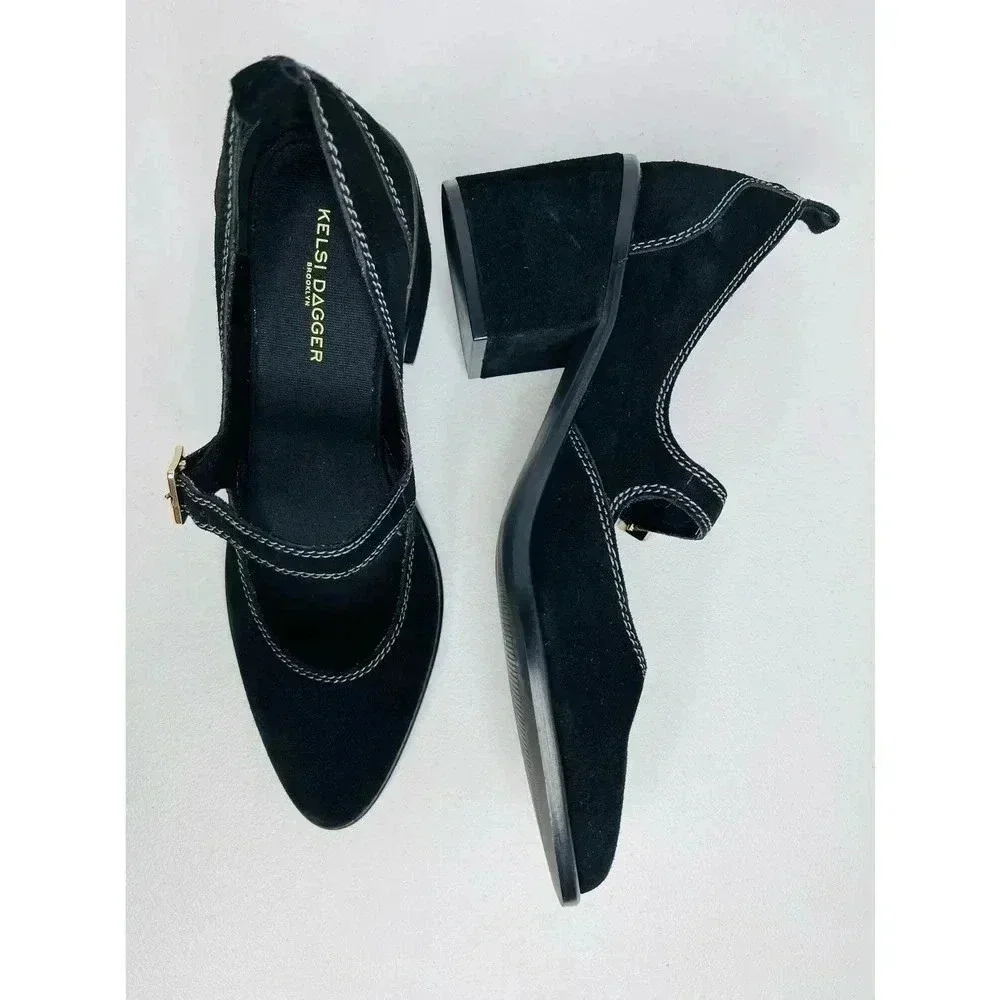 Kelsi Dagger Brooklyn Elm Mary Jane Suede Heels size 9.5 BlackNew - Picture 7 of 12